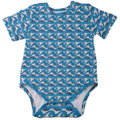 Blue Wave Sea Ocean Pattern Background Beach Nature Water Baby Short Sleeve Bodysuit by Maspions