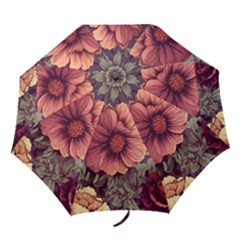 Flowers Pattern Texture Design Nature Art Colorful Surface Vintage Folding Umbrellas