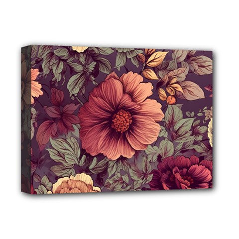 Flowers Pattern Texture Design Nature Art Colorful Surface Vintage Deluxe Canvas 16  X 12  (stretched) 