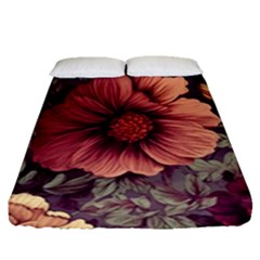 Flowers Pattern Texture Design Nature Art Colorful Surface Vintage Fitted Sheet (queen Size)