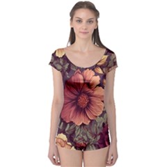 Flowers Pattern Texture Design Nature Art Colorful Surface Vintage Boyleg Leotard 