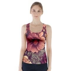 Flowers Pattern Texture Design Nature Art Colorful Surface Vintage Racer Back Sports Top by Maspions