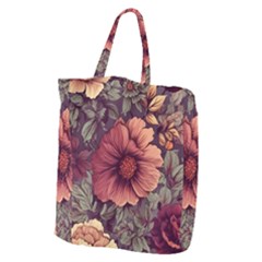 Flowers Pattern Texture Design Nature Art Colorful Surface Vintage Giant Grocery Tote by Maspions