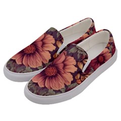 Flowers Pattern Texture Design Nature Art Colorful Surface Vintage Men s Canvas Slip Ons