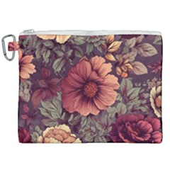 Flowers Pattern Texture Design Nature Art Colorful Surface Vintage Canvas Cosmetic Bag (xxl)