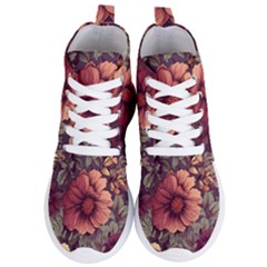 Flowers Pattern Texture Design Nature Art Colorful Surface Vintage Women s Lightweight High Top Sneakers