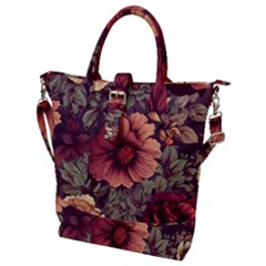 Flowers Pattern Texture Design Nature Art Colorful Surface Vintage Buckle Top Tote Bag by Maspions