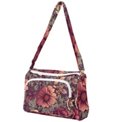 Flowers Pattern Texture Design Nature Art Colorful Surface Vintage Front Pocket Crossbody Bag