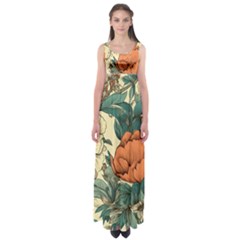 Flowers Pattern Texture Art Colorful Nature Painting Surface Vintage Empire Waist Maxi Dress