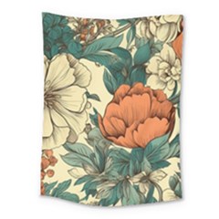 Flowers Pattern Texture Art Colorful Nature Painting Surface Vintage Medium Tapestry