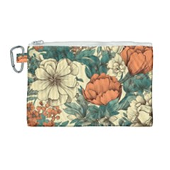 Flowers Pattern Texture Art Colorful Nature Painting Surface Vintage Canvas Cosmetic Bag (large) by Maspions