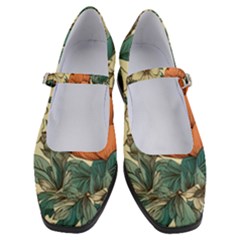 Flowers Pattern Texture Art Colorful Nature Painting Surface Vintage Women s Mary Jane Shoes