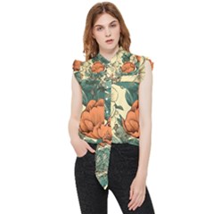 Flowers Pattern Texture Art Colorful Nature Painting Surface Vintage Frill Detail Shirt