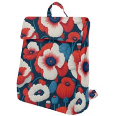 Red Poppies Flowers Art Nature Pattern Flap Top Backpack