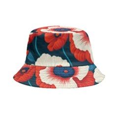 Red Poppies Flowers Art Nature Pattern Bucket Hat