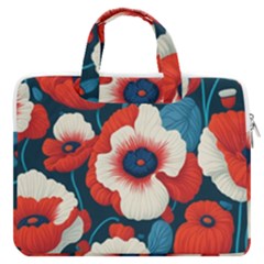 Red Poppies Flowers Art Nature Pattern Macbook Pro 13  Double Pocket Laptop Bag