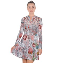 Vintage Floral Flower Art Nature Blooming Blossom Botanical Botany Pattern Long Sleeve Panel Dress