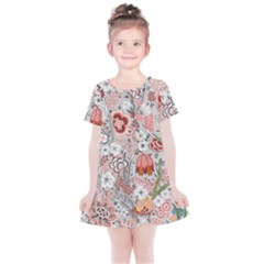 Vintage Floral Flower Art Nature Blooming Blossom Botanical Botany Pattern Kids  Simple Cotton Dress by Maspions