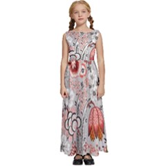 Vintage Floral Flower Art Nature Blooming Blossom Botanical Botany Pattern Kids  Satin Sleeveless Maxi Dress