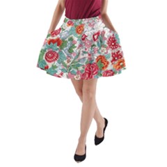 Flower Bloom Blossom Botanical Color Colorful Colour Element Digital Floral Floral Pattern A-line Pocket Skirt