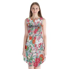 Flower Bloom Blossom Botanical Color Colorful Colour Element Digital Floral Floral Pattern Sleeveless Chiffon Dress  