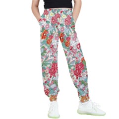 Flower Bloom Blossom Botanical Color Colorful Colour Element Digital Floral Floral Pattern Kids  Joggers by Maspions