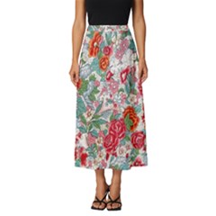 Flower Bloom Blossom Botanical Color Colorful Colour Element Digital Floral Floral Pattern Classic Midi Chiffon Skirt