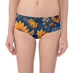 Flowers Pattern Spring Bloom Blossom Rose Nature Flora Floral Plant Mid-waist Bikini Bottoms by Maspions