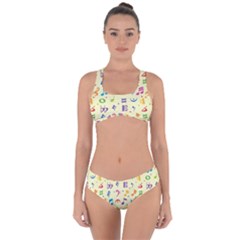 Seamless Pattern Musical Note Doodle Symbol Criss Cross Bikini Set by Apen