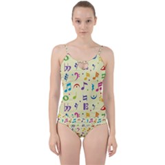 Seamless Pattern Musical Note Doodle Symbol Cut Out Top Tankini Set
