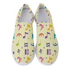 Seamless Pattern Musical Note Doodle Symbol Women s Slip On Sneakers by Apen