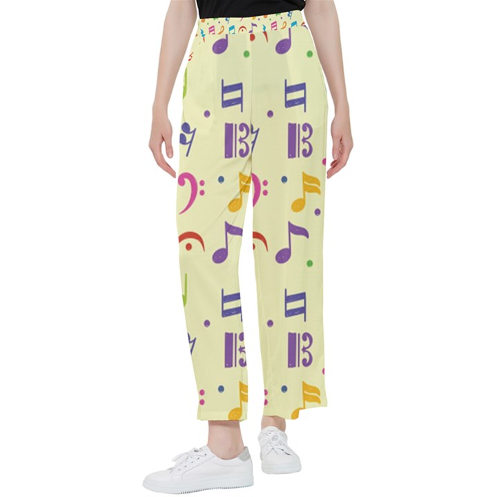 Seamless Pattern Musical Note Doodle Symbol Women s Pants 