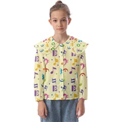 Seamless Pattern Musical Note Doodle Symbol Kids  Peter Pan Collar Blouse by Apen