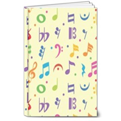Seamless Pattern Musical Note Doodle Symbol 8  X 10  Hardcover Notebook