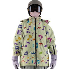 Seamless Pattern Musical Note Doodle Symbol Women s Zip Ski And Snowboard Waterproof Breathable Jacket by Apen