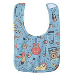 Seamless Pattern Musical Instruments Notes Headphones Player Baby Bib by Apen