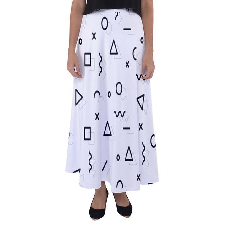 Memphis Pattern Flared Maxi Skirt