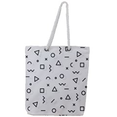 Memphis Pattern Full Print Rope Handle Tote (large)