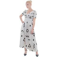 Memphis Pattern Button Up Short Sleeve Maxi Dress by Apen