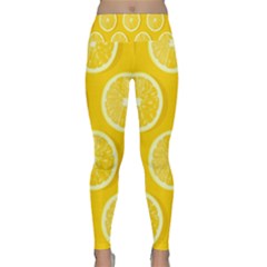 Lemon Fruits Slice Seamless Pattern Lightweight Velour Classic Yoga Leggings by Apen