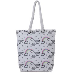 Cute Art Print Pattern Full Print Rope Handle Tote (small)