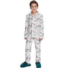 Cute Art Print Pattern Kids  Long Sleeve Velvet Pajamas Set