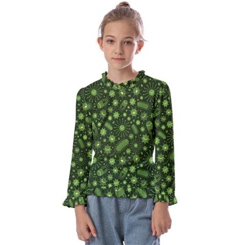 Seamless Pattern With Viruses Kids  Frill Detail T-shirt by Apen