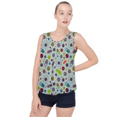 Seamless Pattern With Viruses Bubble Hem Chiffon Tank Top