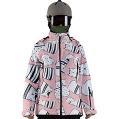 Cute Cats Cartoon Seamless-pattern Men s Zip Ski And Snowboard Waterproof Breathable Jacket by Apen