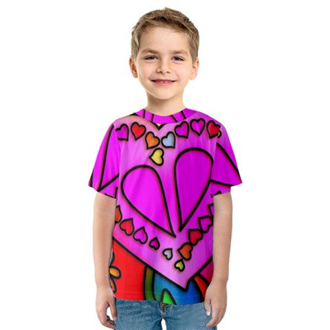 Stained Glass Love Heart Kids  Sport Mesh T-shirt by Apen