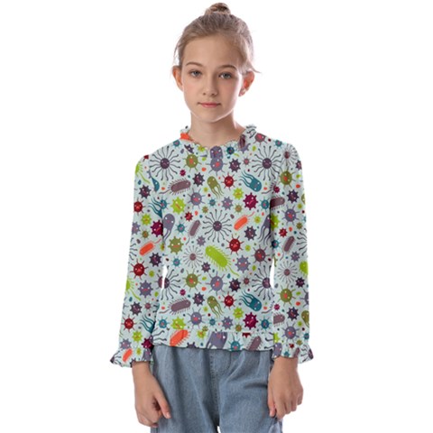 Seamless Pattern With Viruses Kids  Frill Detail T-shirt by Apen