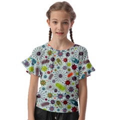 Seamless Pattern With Viruses Kids  Cut Out Flutter Sleeves