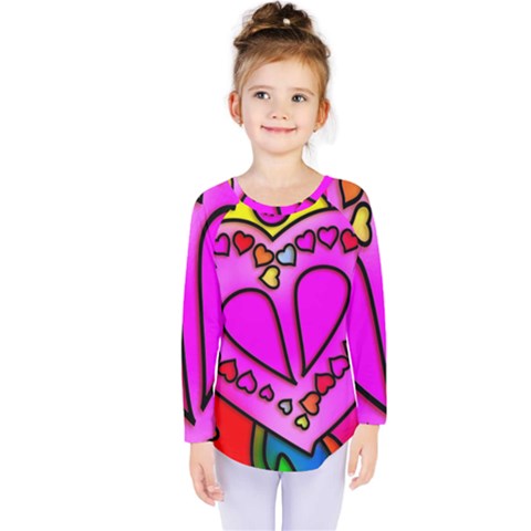 Stained Glass Love Heart Kids  Long Sleeve T-shirt by Apen