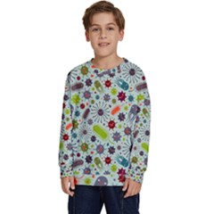 Seamless Pattern With Viruses Kids  Crewneck Sweatshirt by Apen